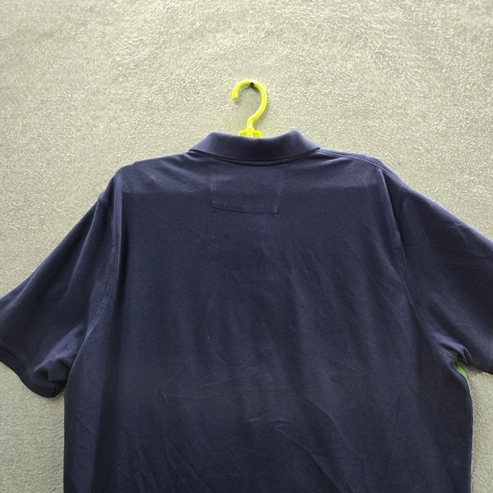 Banana Republic Men Polo XL Navy‎ Striped Button Short Sleeve Logo